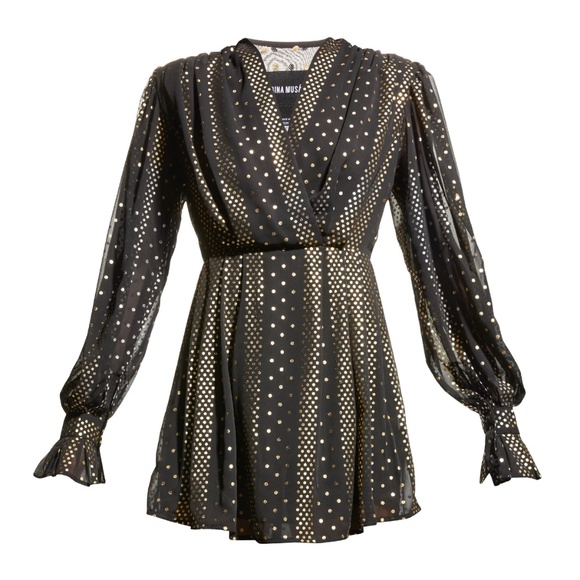 Sabina Musayev Amara Foil-Dot Cocktail Dress - Picture 2 of 6